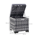 Outsunny Set of 2 Rattan Footstool, Storage Ottoman w/ Cushions