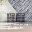 Outsunny Set of 2 Rattan Footstool, Storage Ottoman w/ Cushions