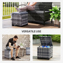Outsunny Set of 2 Rattan Footstool, Storage Ottoman w/ Cushions