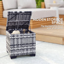 Outsunny Set of 2 Rattan Footstool, Storage Ottoman w/ Cushions