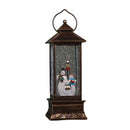 27cm Battery Operated Light up Bronze Christmas Water Spinner with Snowman Scene & LEDs