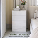 HOMCOM Bedroom Chest of Drawers, High Gloss 4 Drawers Dresser, White