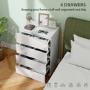 HOMCOM Bedroom Chest of Drawers, High Gloss 4 Drawers Dresser, White