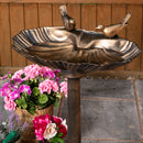 81cm Bronze Effect Garden Patio Bird Bath with Bird Sculptures