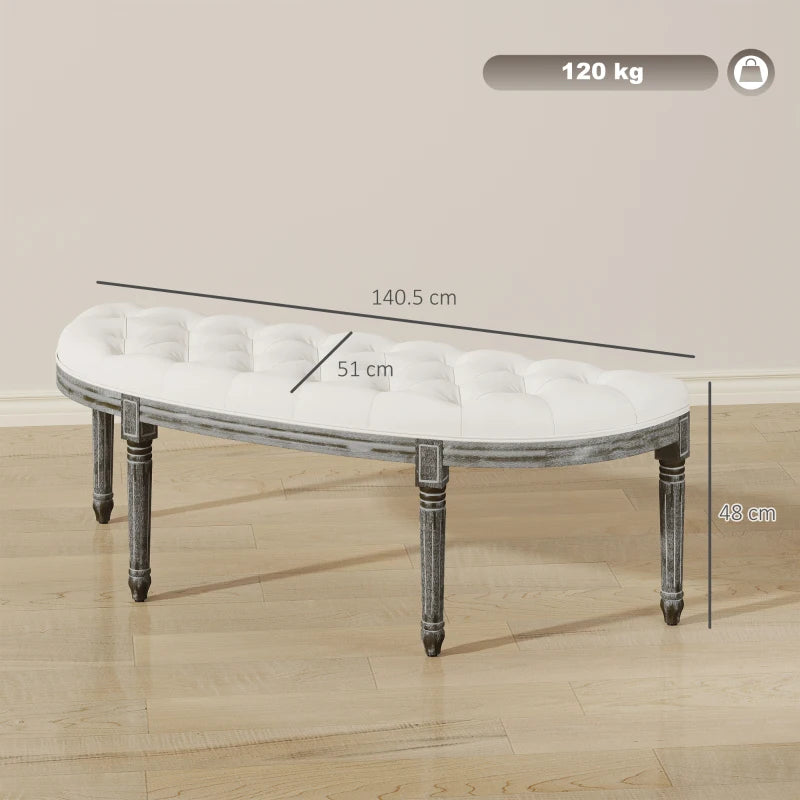 HOMCOM Half-Circle End Bench Footstool