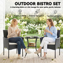 Outsunny 3 Piece Rattan Bistro Set with 2 Tier Glass-Top Table, Chairs