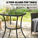 Outsunny 3 Piece Rattan Bistro Set with 2 Tier Glass-Top Table, Chairs