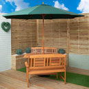 Outdoor 4 Person Folding Rectangular Wooden Garden Dining Table Benches Parasol and Base Set