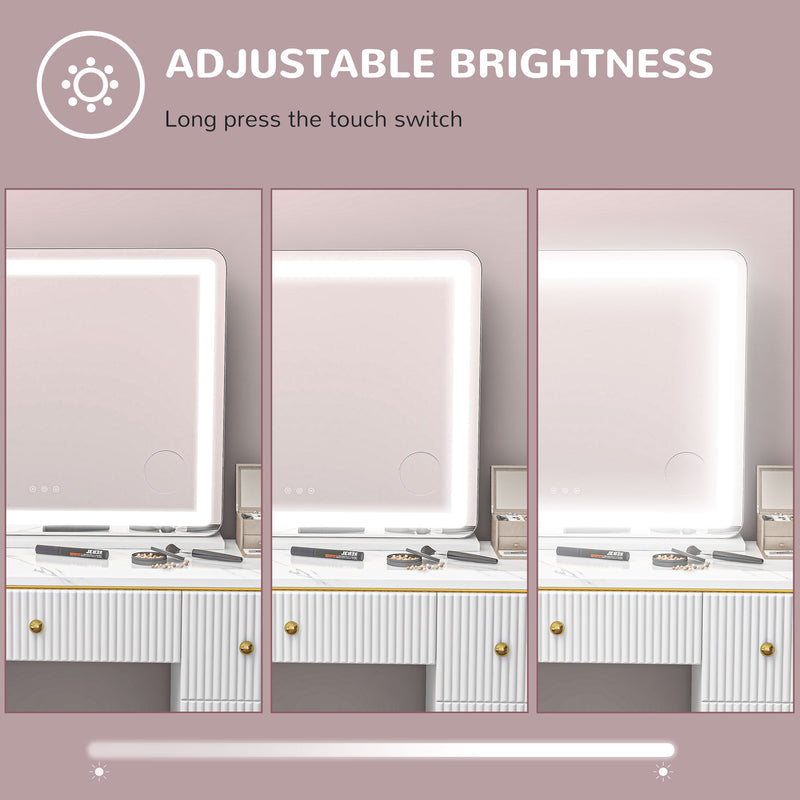 HOMCOM Vanity Mirror with Lights, 10X Magnifying, USB Charging Port, White