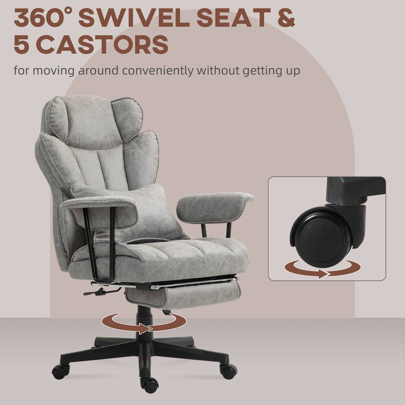 HOMCOM Office Chair, Ergonomic Desk Chair With Foot Rest - Grey/Black