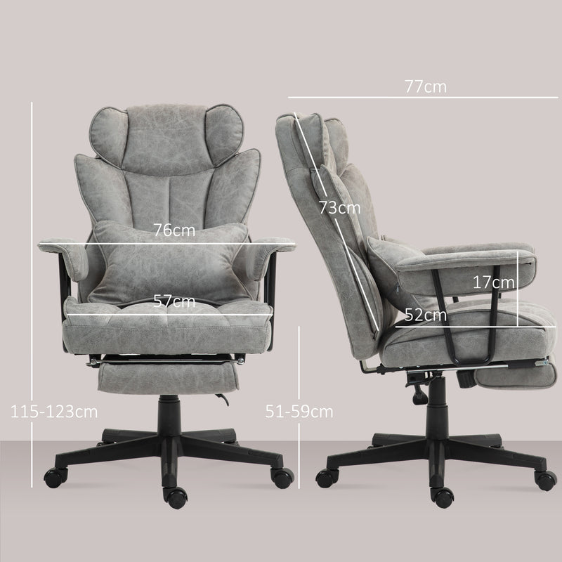 HOMCOM Office Chair, Ergonomic Desk Chair With Foot Rest - Grey/Black