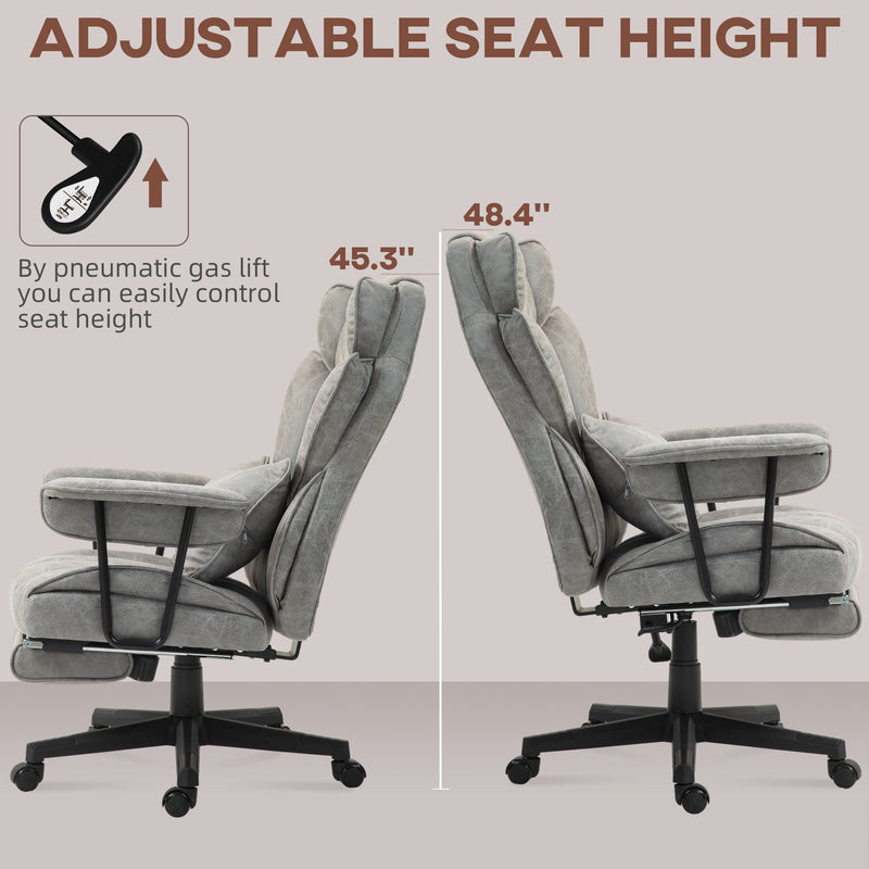 HOMCOM Office Chair, Ergonomic Desk Chair With Foot Rest - Grey/Black