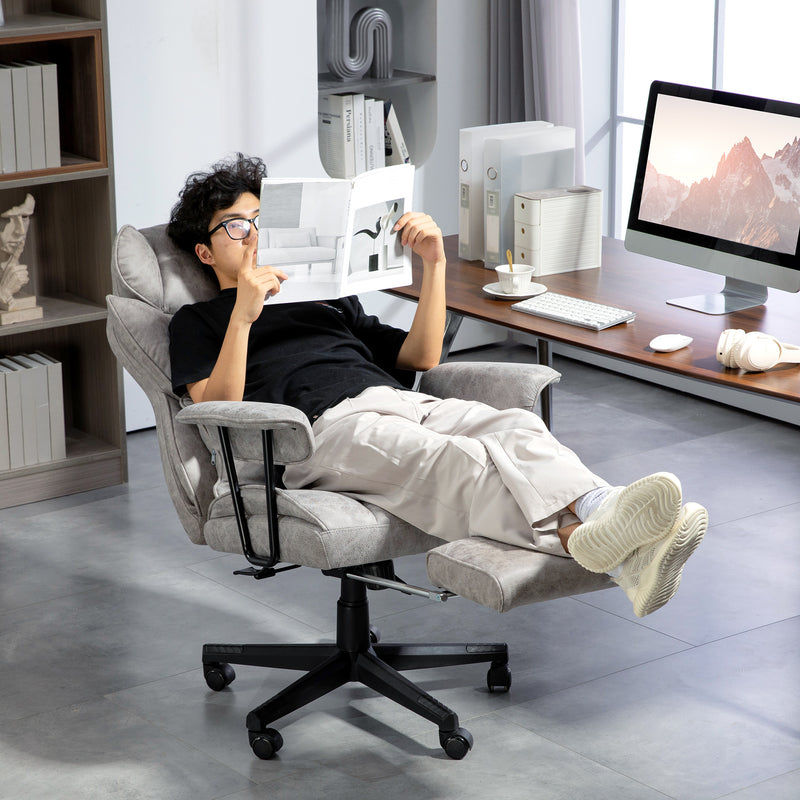 HOMCOM Office Chair, Ergonomic Desk Chair With Foot Rest - Grey/Black