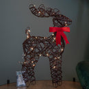 40cm Battery Operated Light up Christmas Reindeer with Red Bow & 30 Warm White LEDs