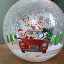20cm Battery Operated Light up Santa and Friends Christmas Crackle Ball with LEDs