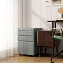 Vinsetto 3 Drawer File Cabinet, Lockable Metal Filling Cabinet - Yellow/Grey/Green