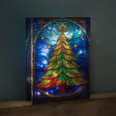 28cm Battery Operated Light Up Christmas Tree Stained Glass Decoration With LEDs