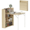 HOMCOM Folding Dining Table, Kitchen Table with Shelves Oak Wood Effect