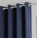 Enhanced Living Nightfall Plain Supersoft Navy Thermal Blockout Eyelet Curtains - Pair