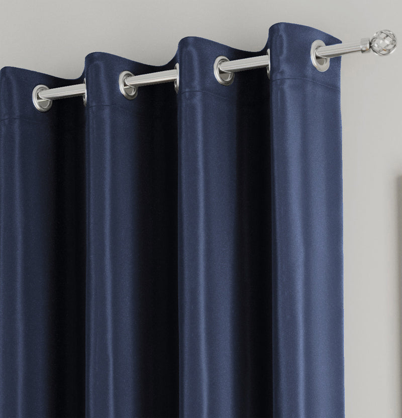 Enhanced Living Nightfall Plain Supersoft Navy Thermal Blockout Eyelet Curtains - Pair
