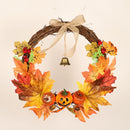 Artificial Pumpkin Maple Leaves Wreath with Bell