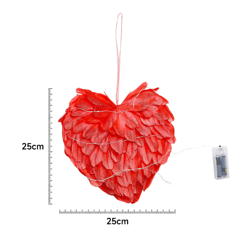 Livingandhome LED Light Red Feather Creative Hanging Ornament