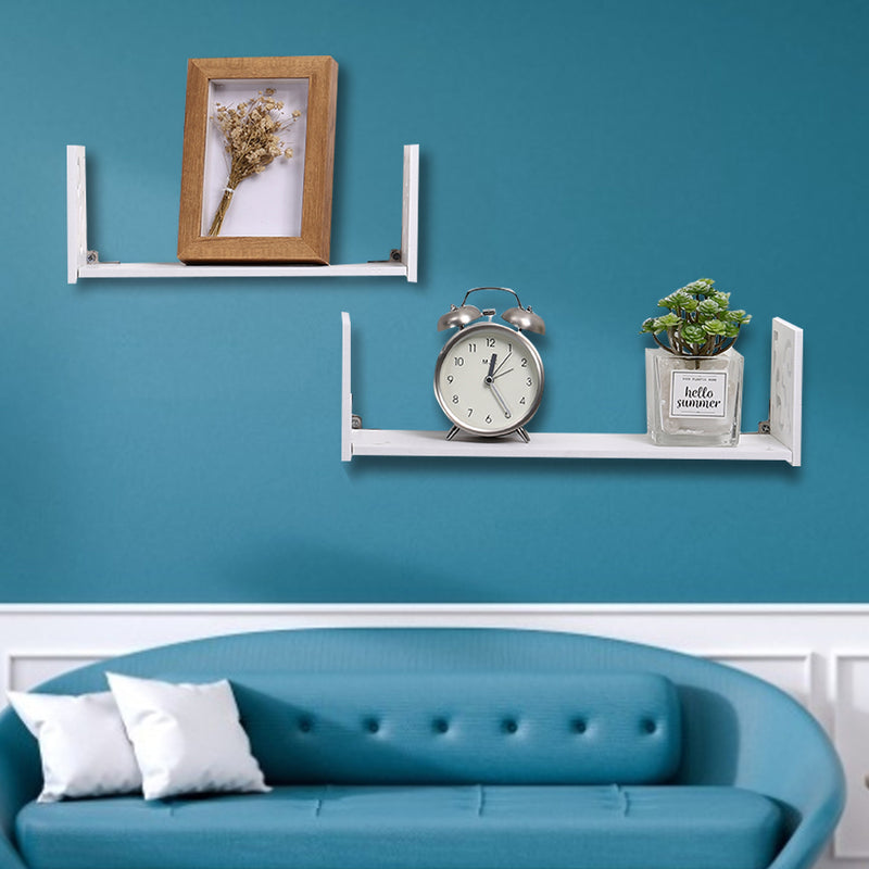 Livingandhome Modern Set of 2 U-Shaped Wall Floating Shelves