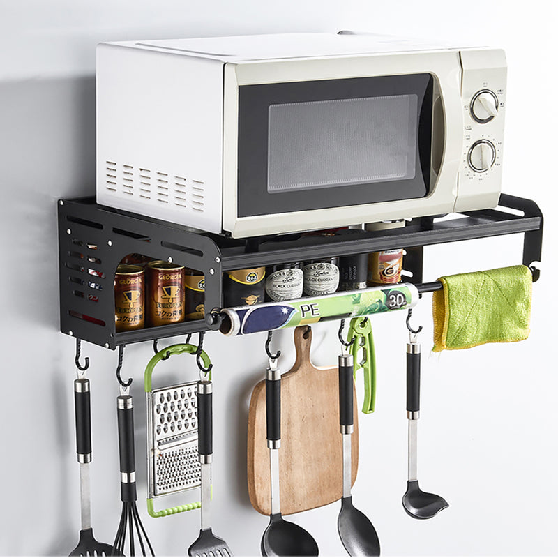 Lifeideas 2-Tier Wall-Mounted Microwave Shelf Spice Rack with 10 Hooks