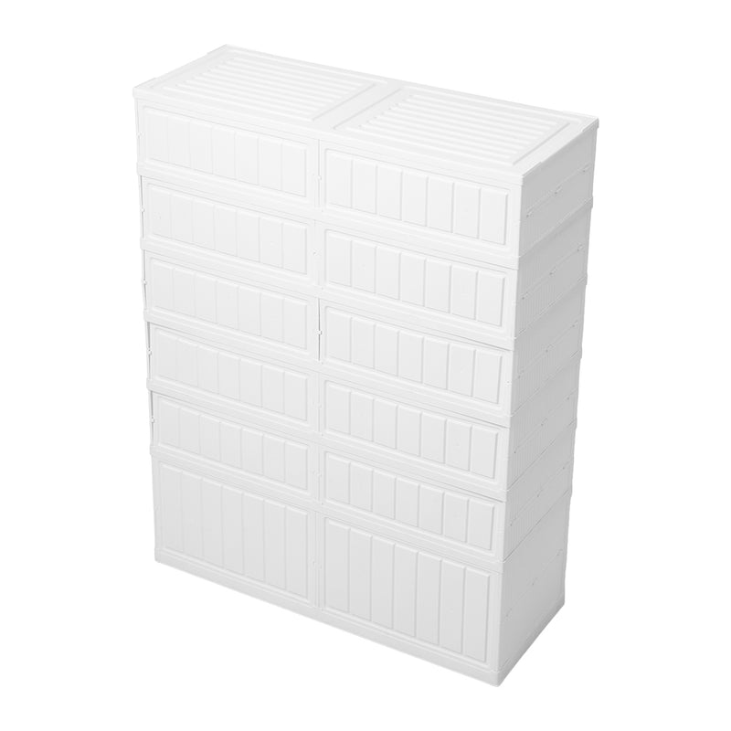 Livingandhome 6-Tier Foldable Storage Box with Magnetic Doors