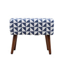 Livingandhome Mid-Century Patterned Ottoman Footstool with Walnut Legs