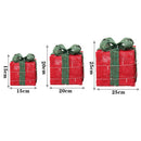 Lifeideas Set of 3 Light-Up Square Christmas Gift Boxes Glitter Presents Decoration
