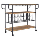 Metallic Rolling Serving Bar Cart With Wine Rack