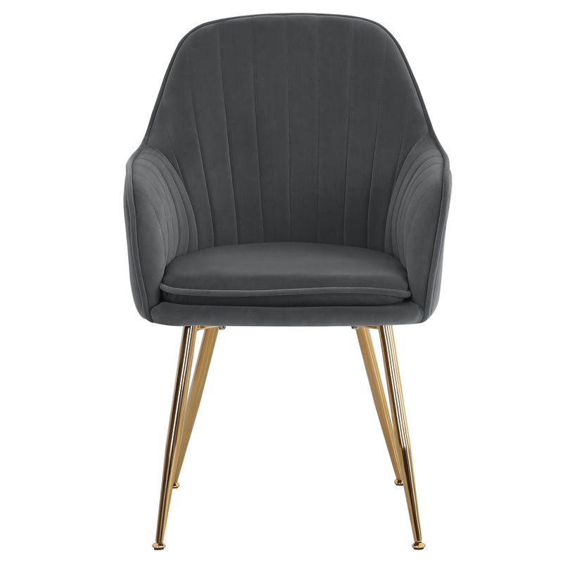 Livingandhome 2Pcs Modern Velvet Upholstered Dining Chairs with Polished Gold Legs