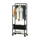 Livingandhome Double Rod Metal Clothes Rack on Wheels