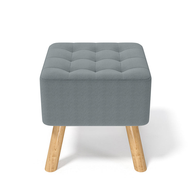 Livingandhome Linen Fabric Padded Wooden Leg Footstool