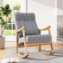 Livingandhome Rubberwood Frame Velvet Rocking Chair