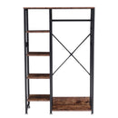 Livingandhome Rustic Brown Clothes Rack with Storage Shelves