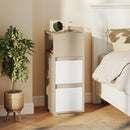 HOMCOM Slim Bedside Table, Bedside Cabinet with Open Shelf and 2 Drawers