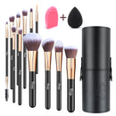Livingandhome 12 Pcs Travel Makeup Brush Set With Makeup Sponge And Brush Cleaner