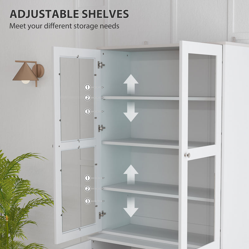 HOMCOM Modern Bookcase Display Storage Cabinet w/ Doors Adjustable Shelves