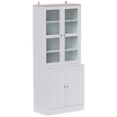 HOMCOM Modern Bookcase Display Storage Cabinet w/ Doors Adjustable Shelves