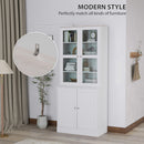 HOMCOM Modern Bookcase Display Storage Cabinet w/ Doors Adjustable Shelves