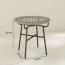 Outsunny Rattan Side Table W/ Tempered Glass Tabletop, Light Grey