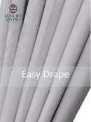 Triple Woven Blackout Velvet Ring Top Curtains with Cascading Diamante Studs Silver