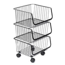 Livingandhome Stackable Rolling Metal Wire Basket Trolley Rack Fruit Vegetable Storage Holder For Kitchen