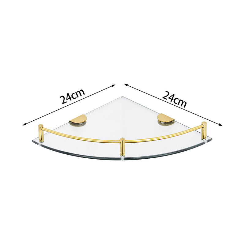 Lifeideas Gold Glass Bathroom Shelf for Corners
