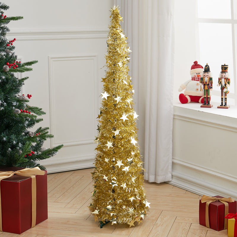 Lifeideas Collapsible 1.2M Pop Up Tinsel Christmas Tree With Base