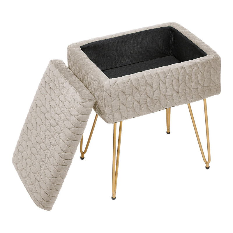 Livingandhome Rectangle Upholstered Storage Ottoman Vanity Stool