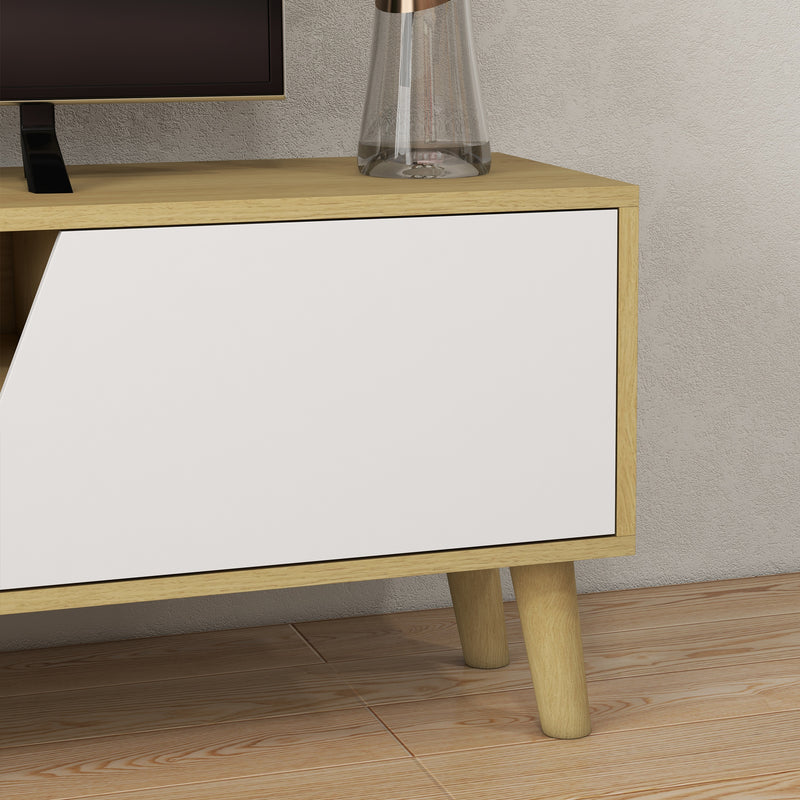 HOMCOM TV Unit Cabinet For TVs Up To 65 Inch TV Stand With Shelves, Oak