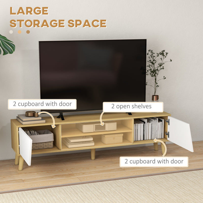 HOMCOM TV Unit Cabinet For TVs Up To 65 Inch TV Stand With Shelves, Oak